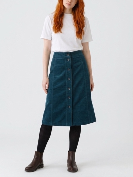 Banana Republic Dresses & Skirts - Banana Republic Teal Button-Front Corduroy Midi Skirt